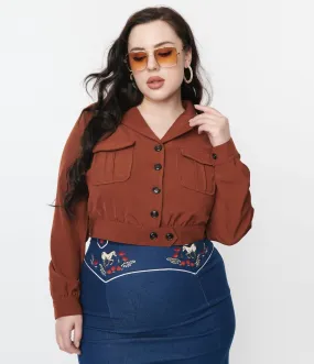 Hell Bunny 1970s Brown Ravenwood Crop Jacket