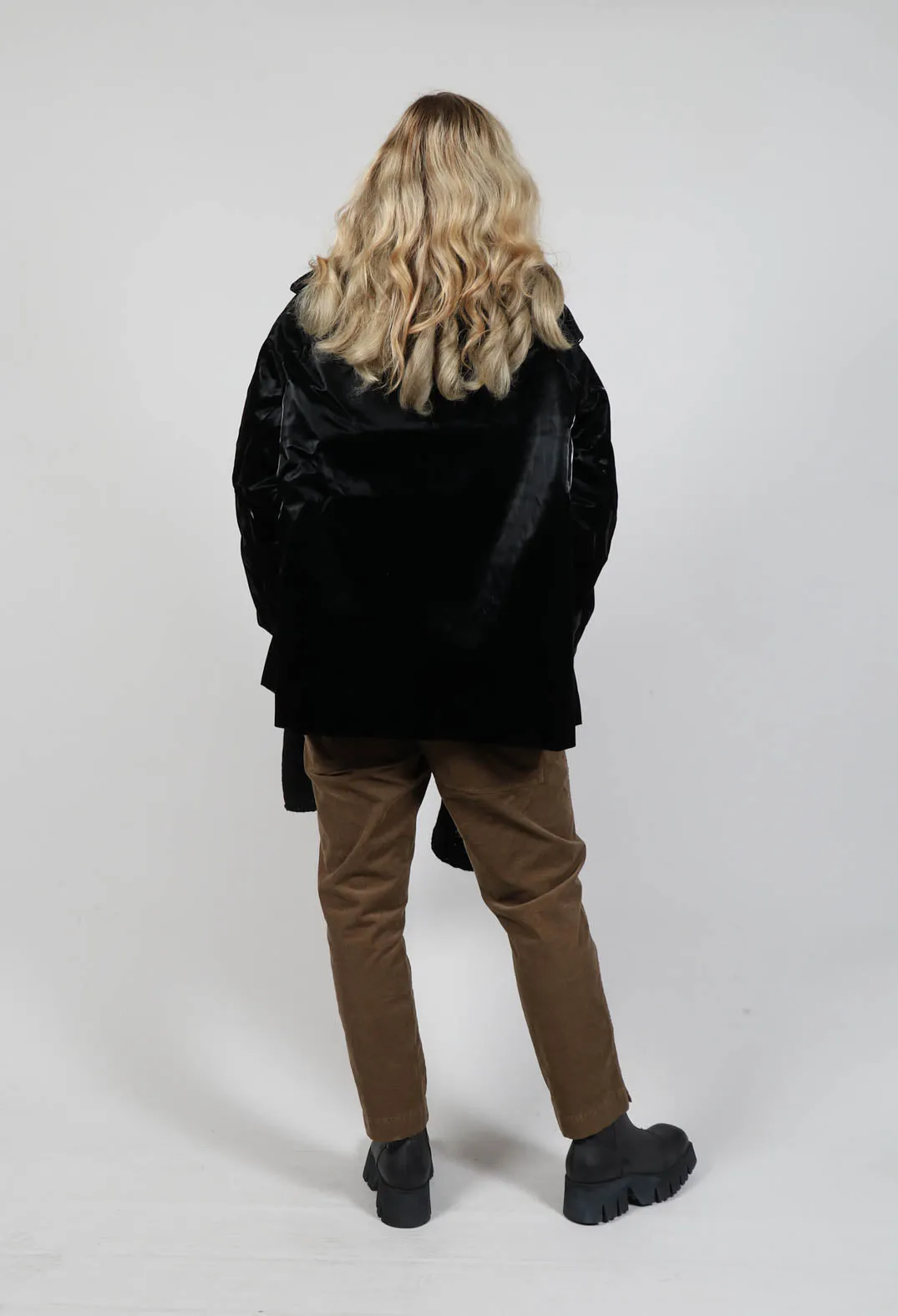 High Shine Jacket with Scarf in Black