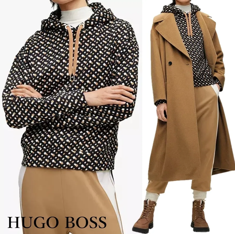 Hugo Boss  |Long Sleeves Cotton Logo Hoodies & Sweatshirts