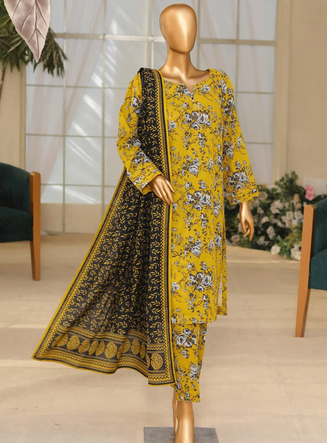 HZ Textile Printed Khaddar Unstitched 3 Piece Suit - HZ23KP 103A