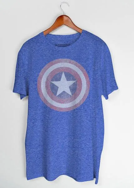 Jack Of All Trades Captain America Logo Tee In Royal Blue Heather