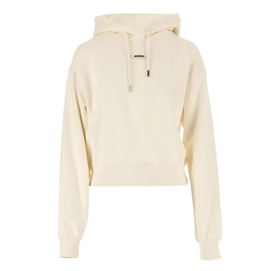 JACQUEMUS  |Long Sleeves Plain Cotton Logo Hoodies & Sweatshirts