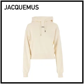 JACQUEMUS  |Long Sleeves Plain Cotton Logo Hoodies & Sweatshirts