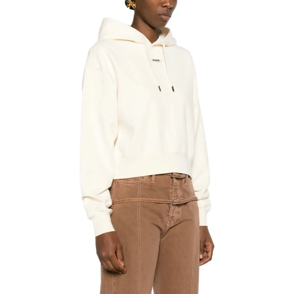 JACQUEMUS  |Long Sleeves Plain Cotton Logo Hoodies & Sweatshirts