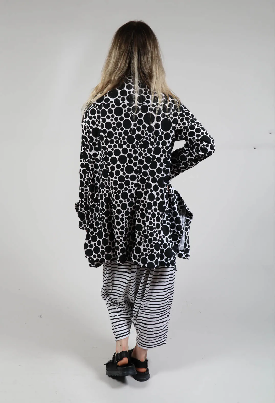 Jersey Jacket in White with Black Pois