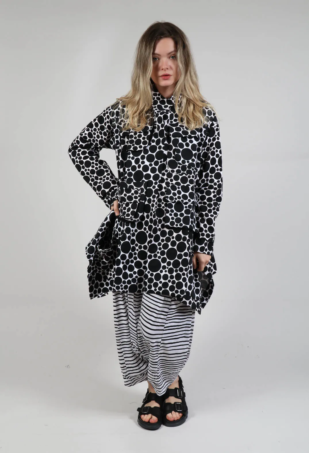 Jersey Jacket in White with Black Pois