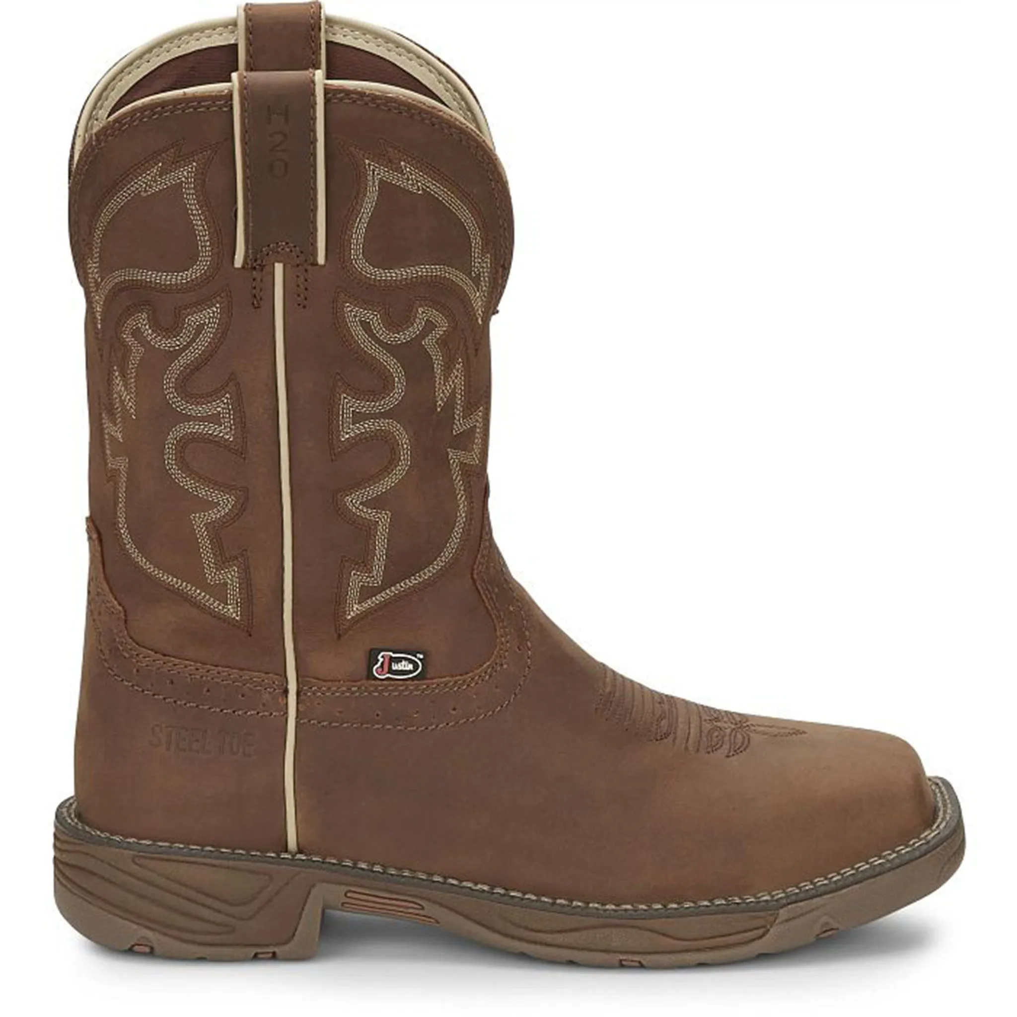 Justin Boots Men's Rustic Tan Waterproof Square Steel Toe