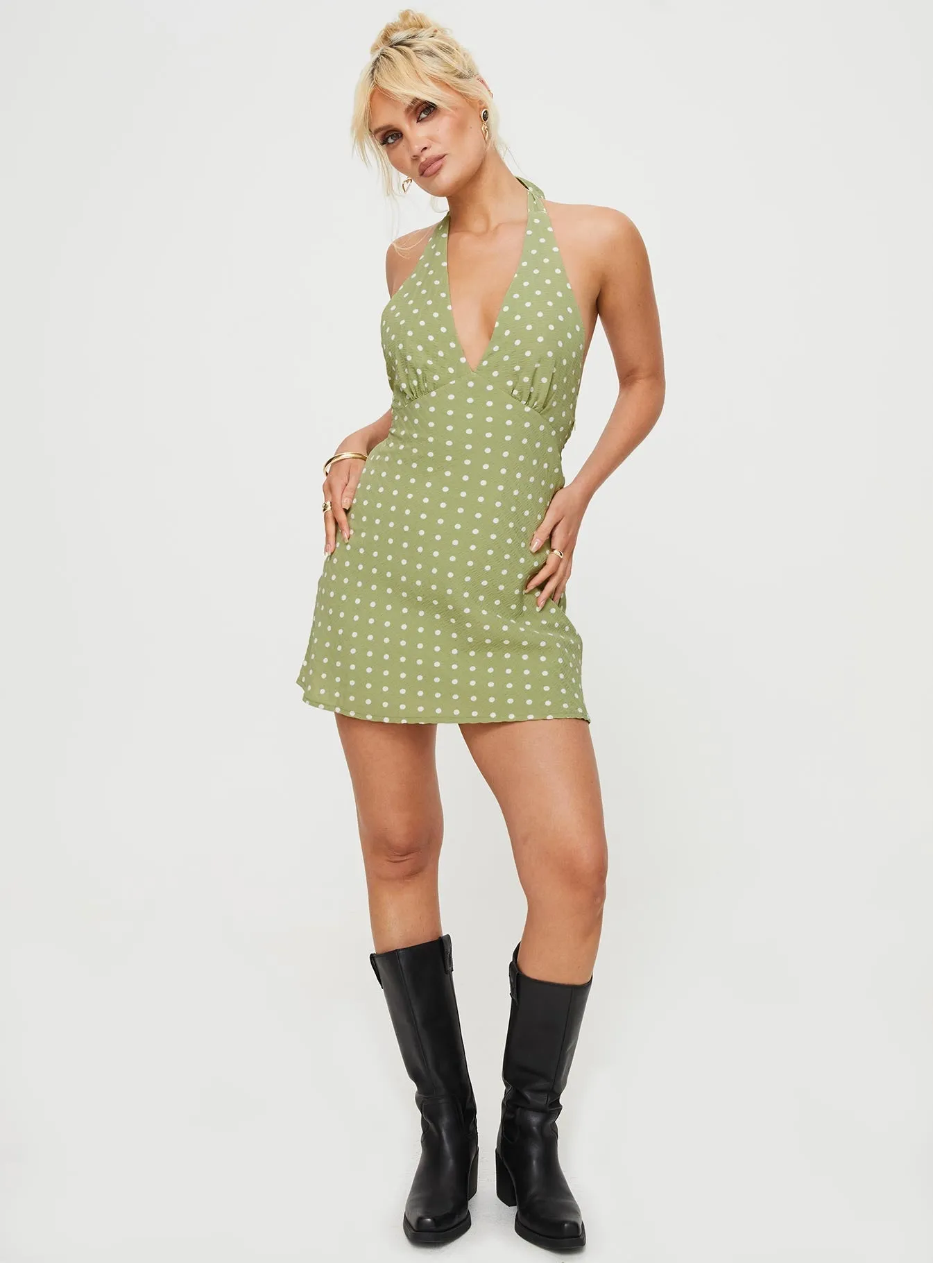 Kopra Halter Mini Dress Green