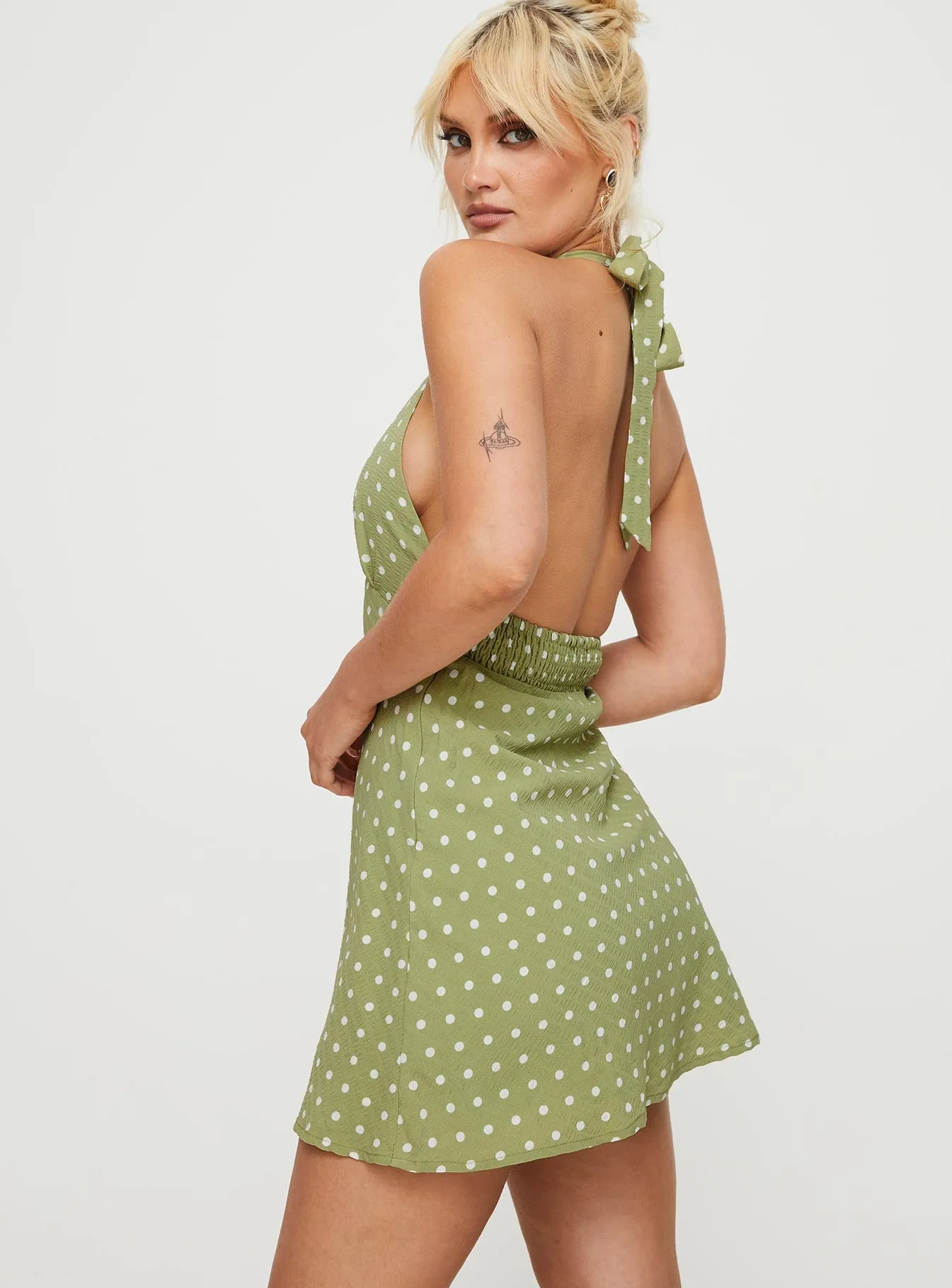 Kopra Halter Mini Dress Green