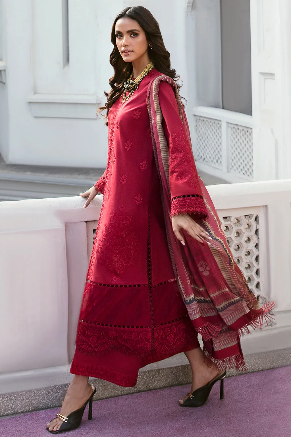 Lamhay By Afrozeh Embroidered Lawn Unstitched 3 Piece Suit - 08