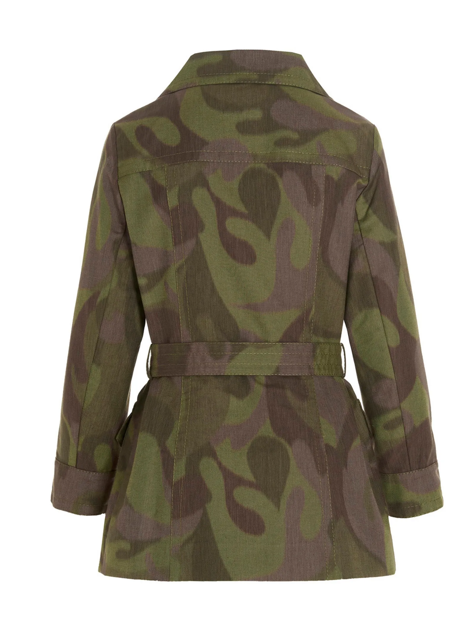 Marni Camouflage Printed Belted Long Sleeved Jacket