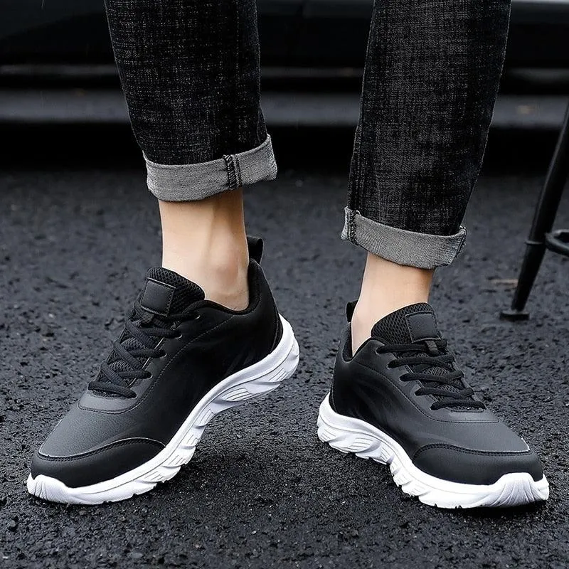 Men's Lightweight Leather Sneakers: HZ153 Casual Sport Running Shoes