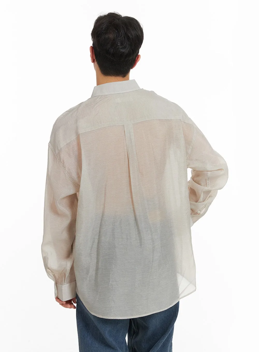 Men's Semi Sheer Button Shirt IA402