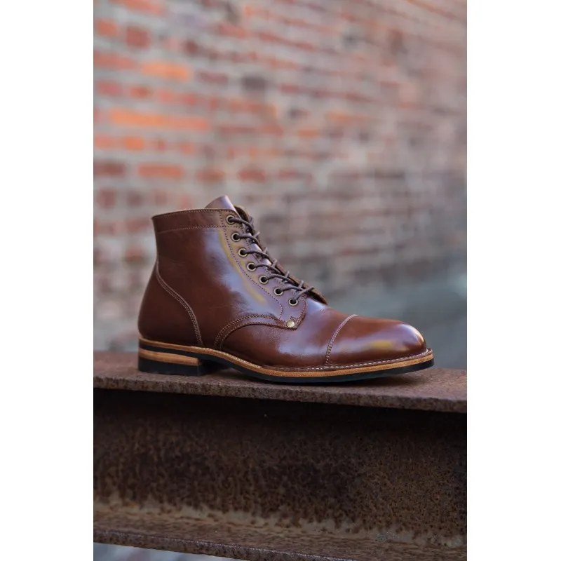 Midas x Skolyx x Dr. Sole Cap toe service boot brown pullup