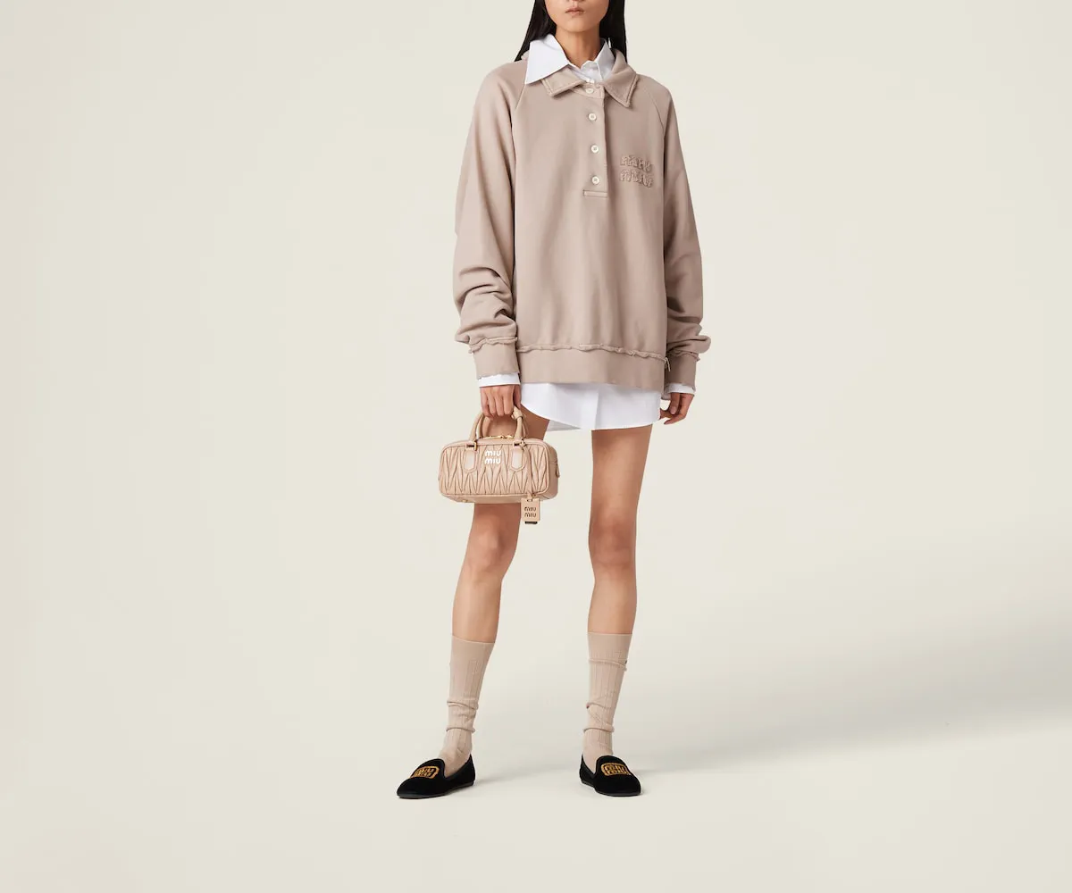 MiuMiu  |Long Sleeves Plain Cotton Logo Hoodies & Sweatshirts