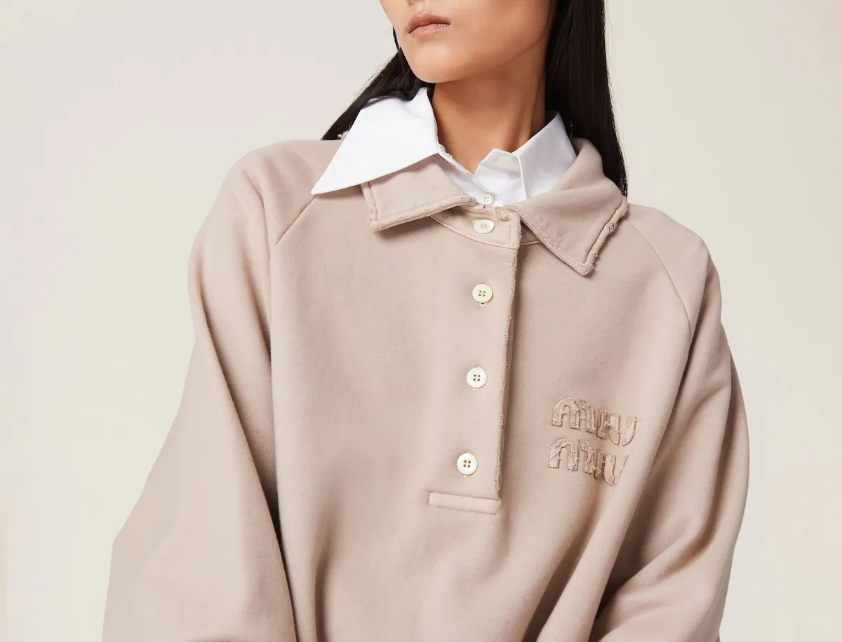 MiuMiu  |Long Sleeves Plain Cotton Logo Hoodies & Sweatshirts