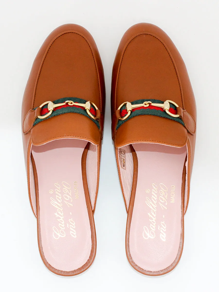 Mules Saint Tropez cinta color cuero