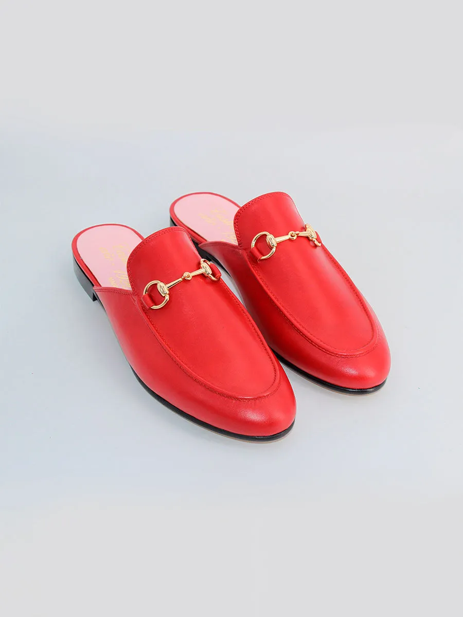 Mules Venecia piel coy color rojo