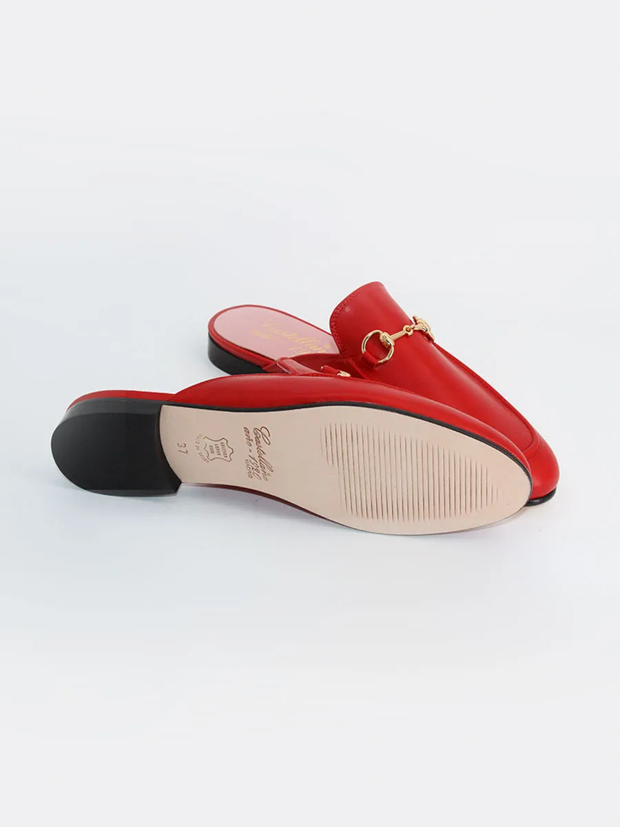 Mules Venecia piel coy color rojo