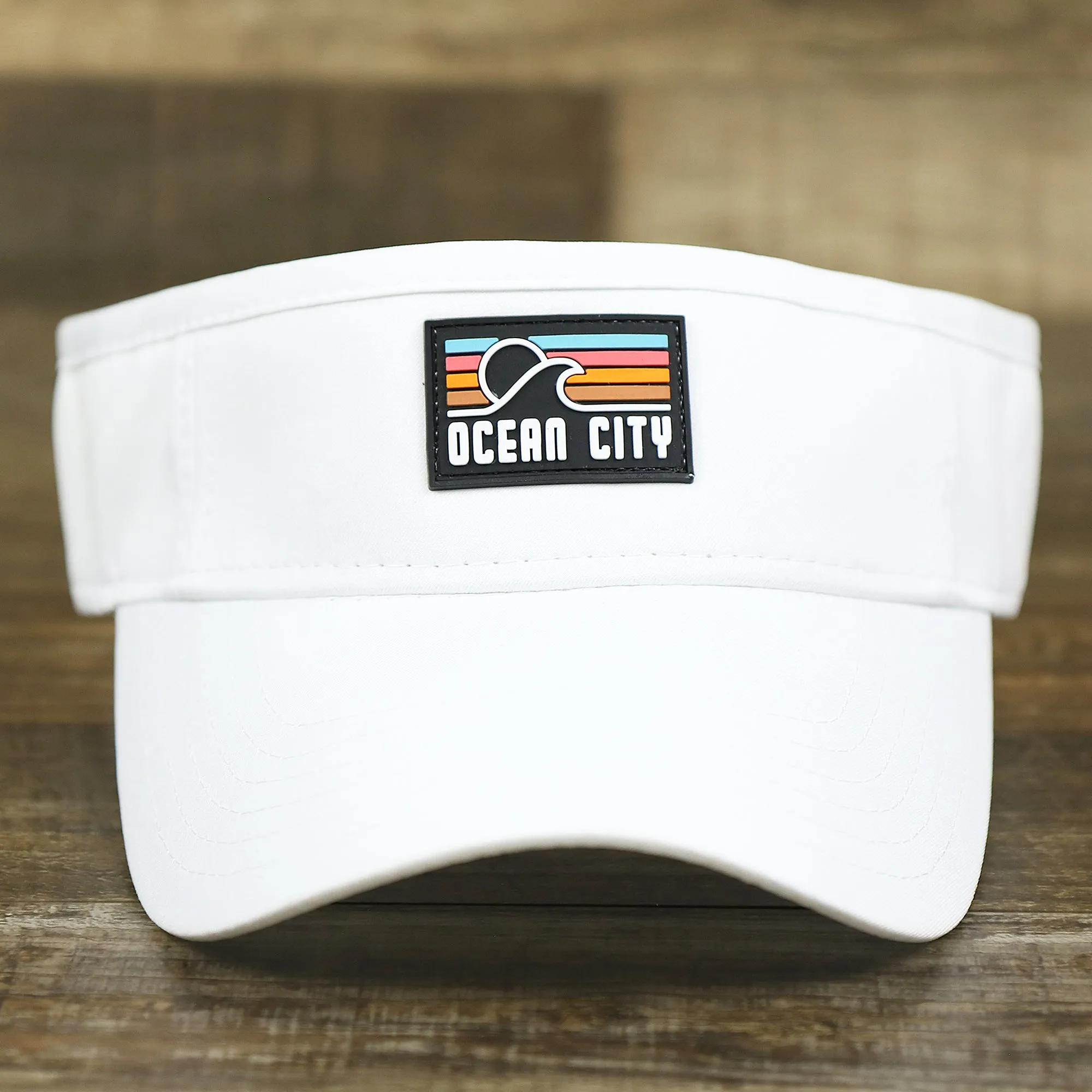 New Jersey High Point PVC Ocean City Rubber Patch Cool Fit Adjustable Visor | White Visor