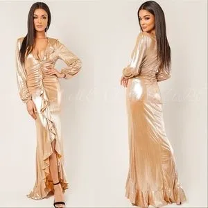 Ophelia Gold Metallic Maxi Dress