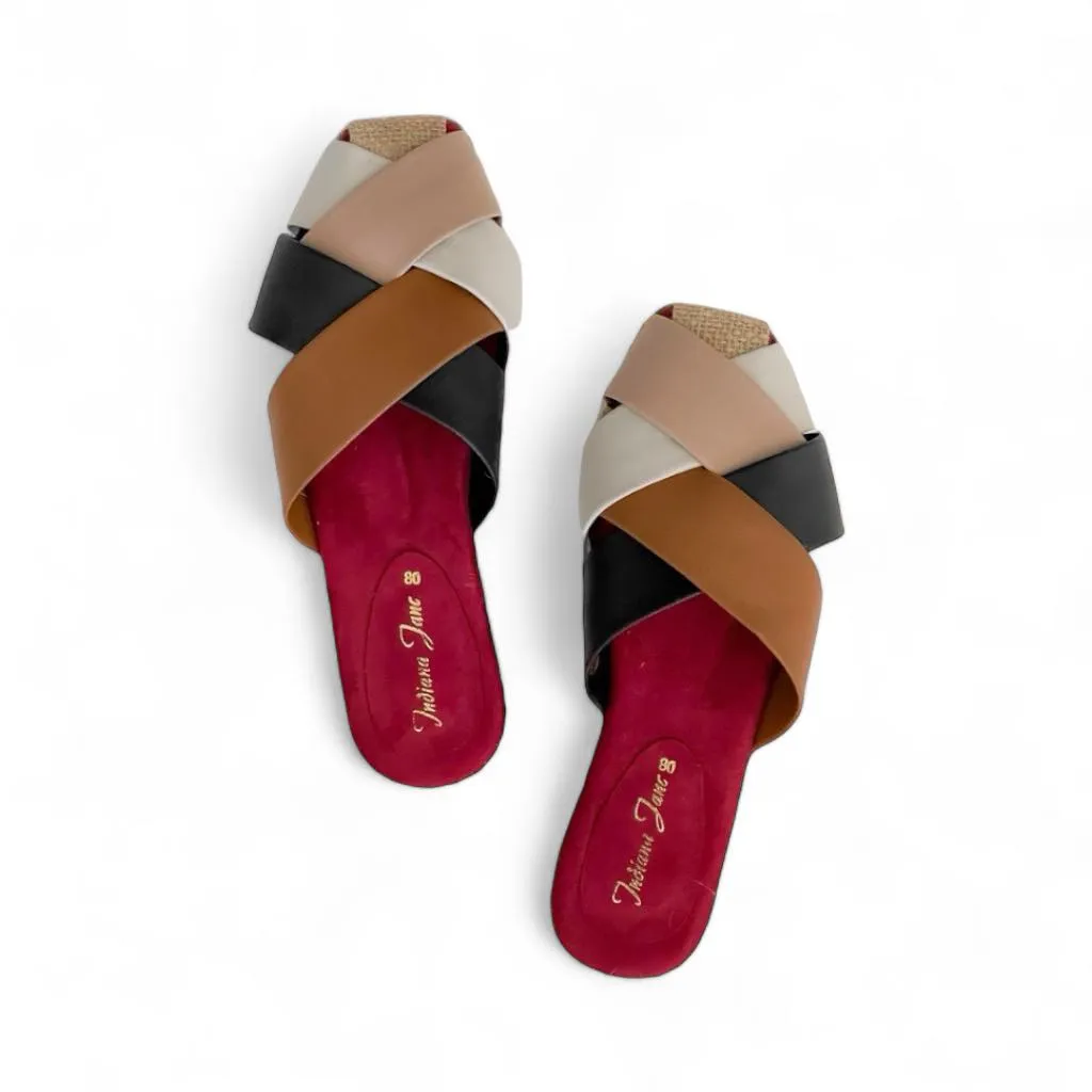 ORCHID Multicolor Weaved Leather Abaca Mules