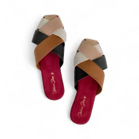 ORCHID Multicolor Weaved Leather Abaca Mules