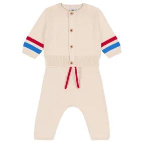 Petit Bateau Baby Two Piece Set Cream With Stripes