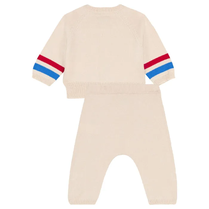 Petit Bateau Baby Two Piece Set Cream With Stripes