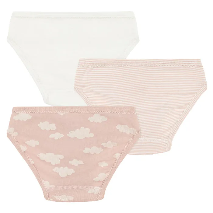 Petit Bateau Child Set Of Three Underwear Pink And White