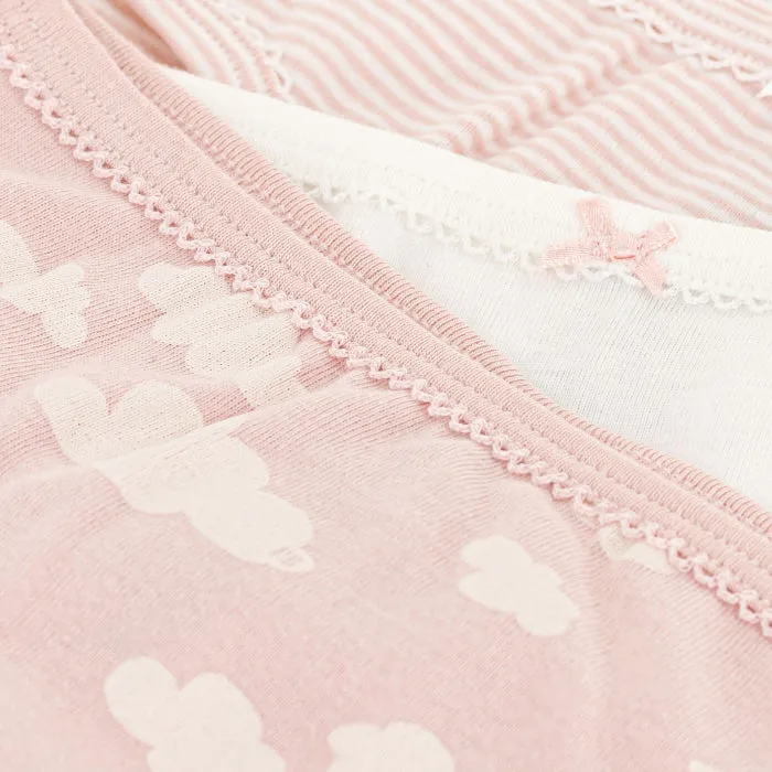 Petit Bateau Child Set Of Three Underwear Pink And White