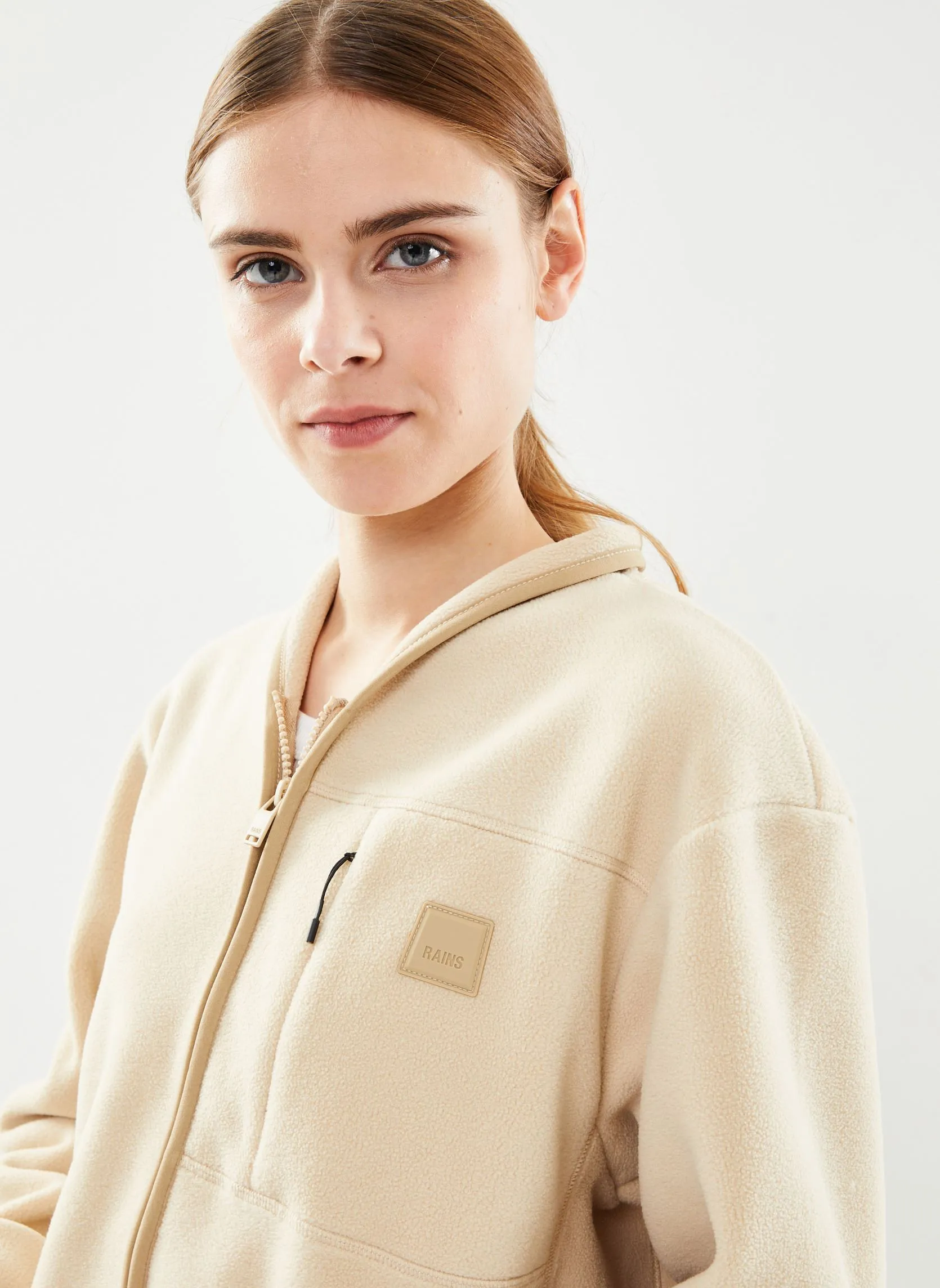 Rains Durban Short Fleece Jacket W - Beige