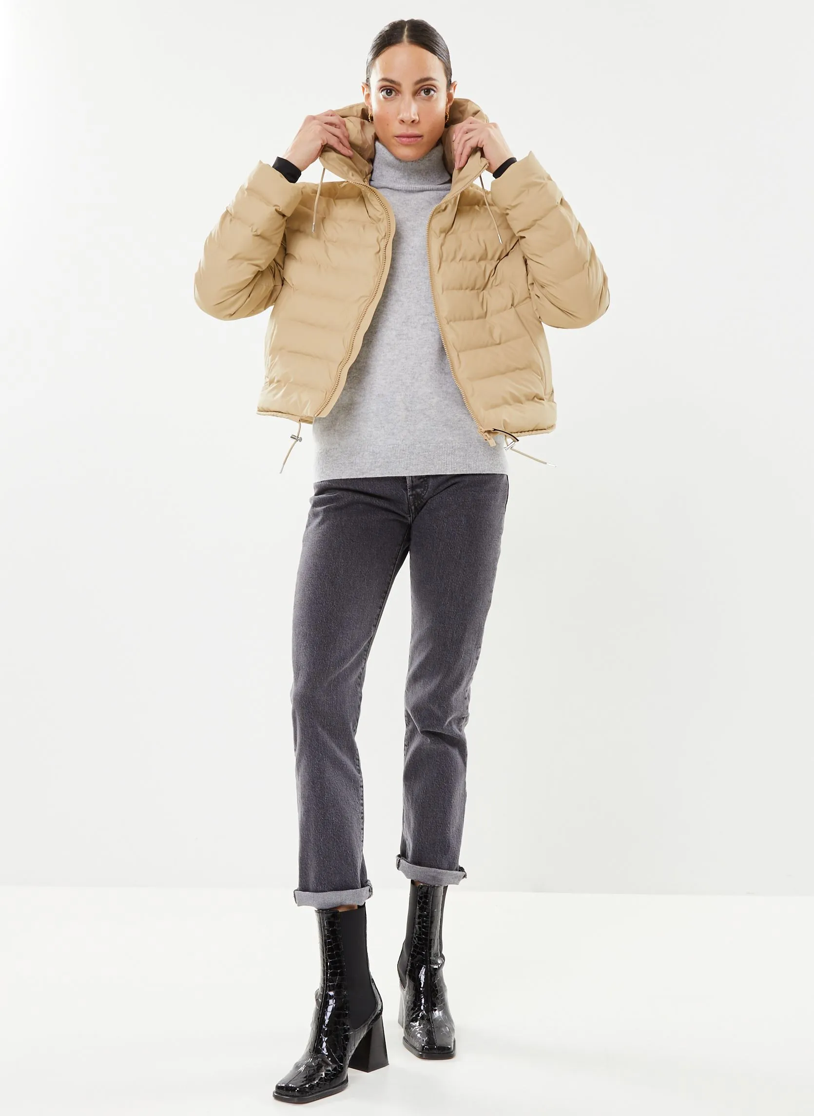 Rains Lohja Short Puffer Jacket W - Beige