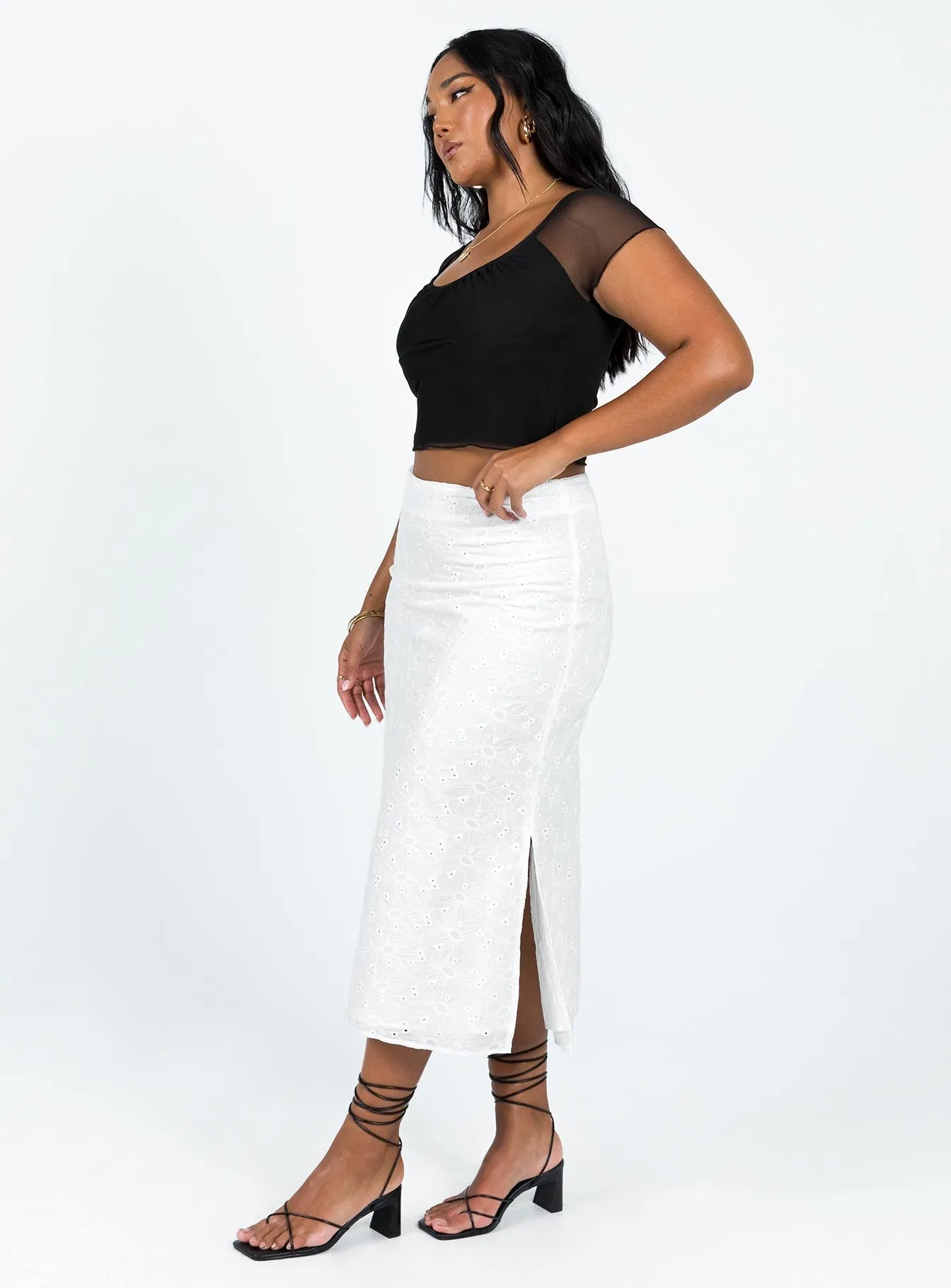 Reilly Midi Skirt White