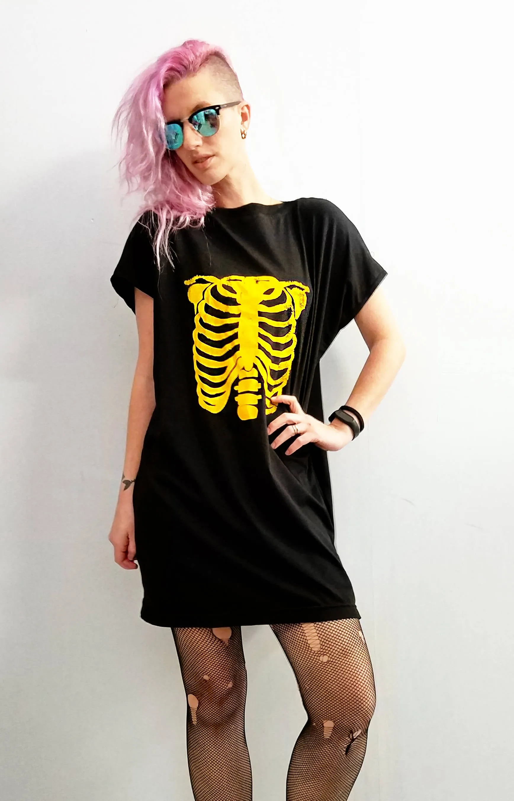 Ribcage print mini t shirt dress