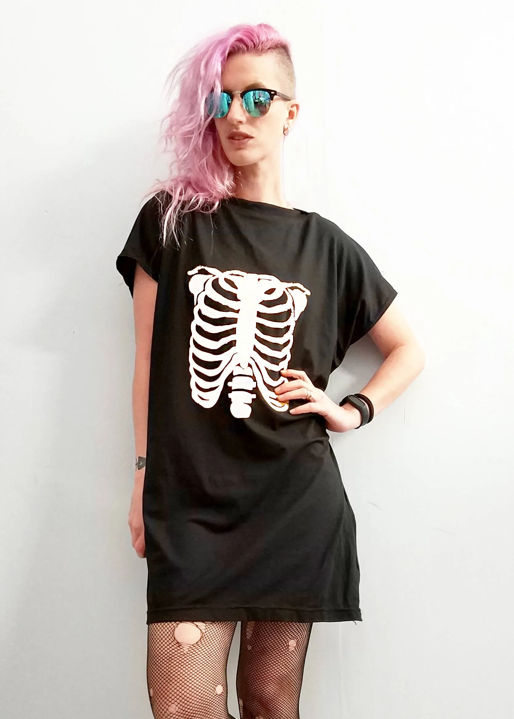 Ribcage print mini t shirt dress