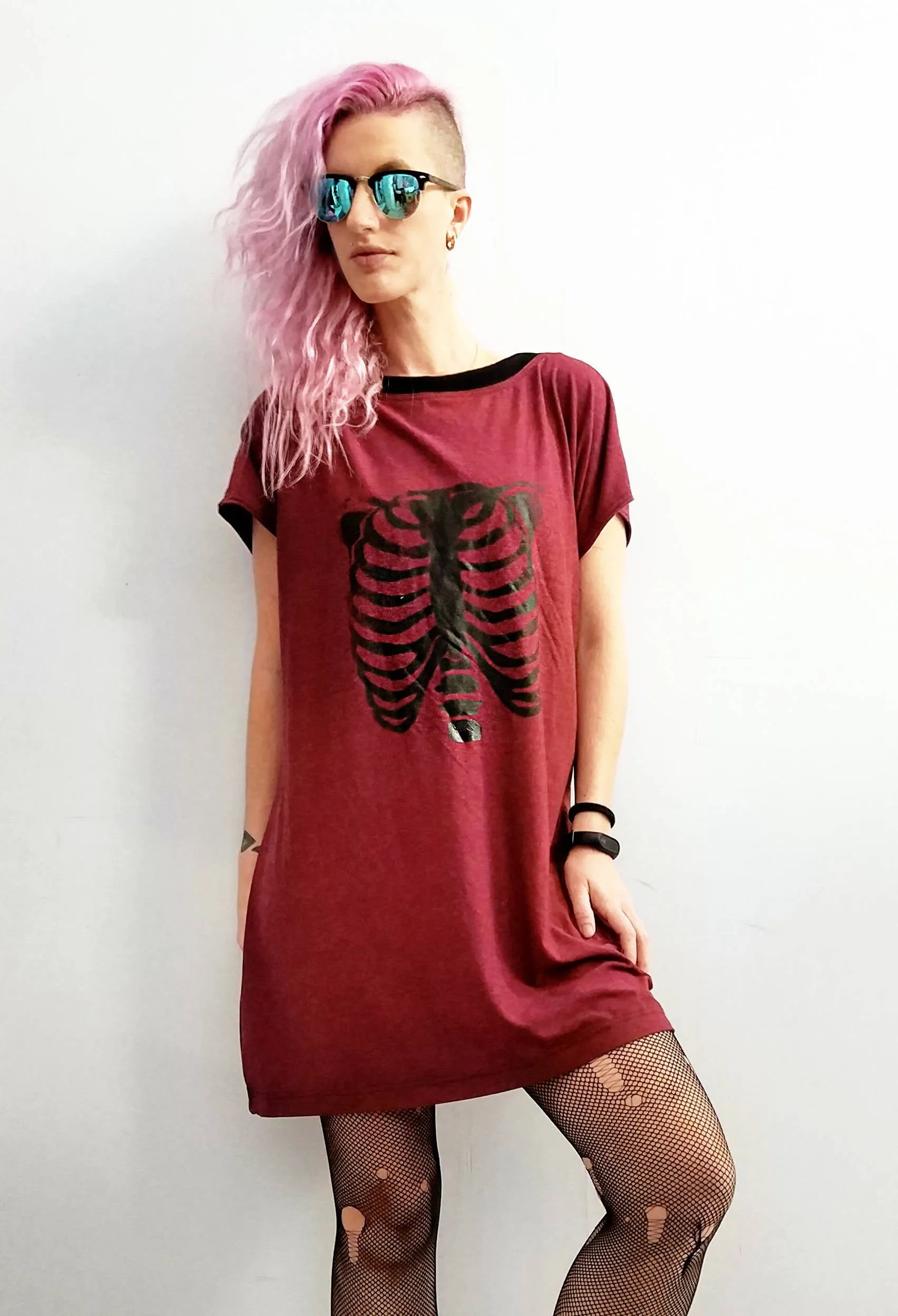 Ribcage print mini t shirt dress