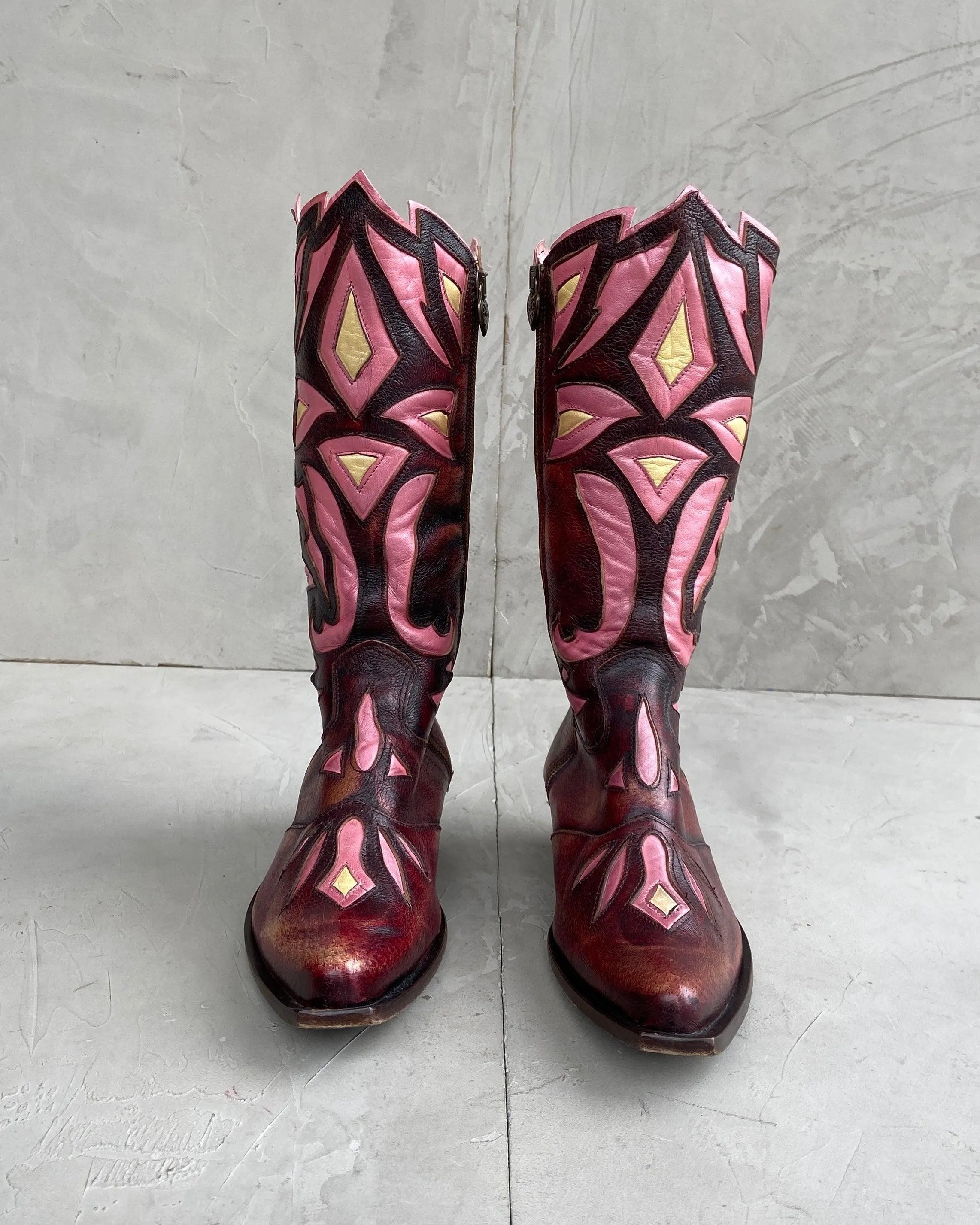 ROBERTO CAVALLI 00'S LEATHER COWBOY BOOTS - EU 39 / UK 6