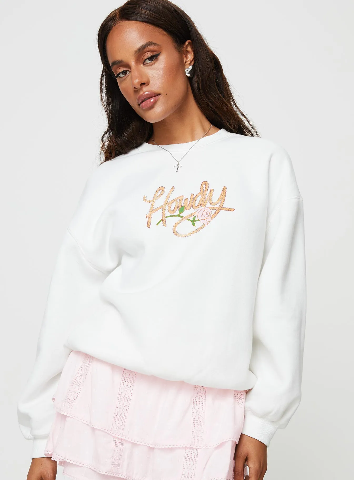 Roped In Crew Neck Sweatshirt White