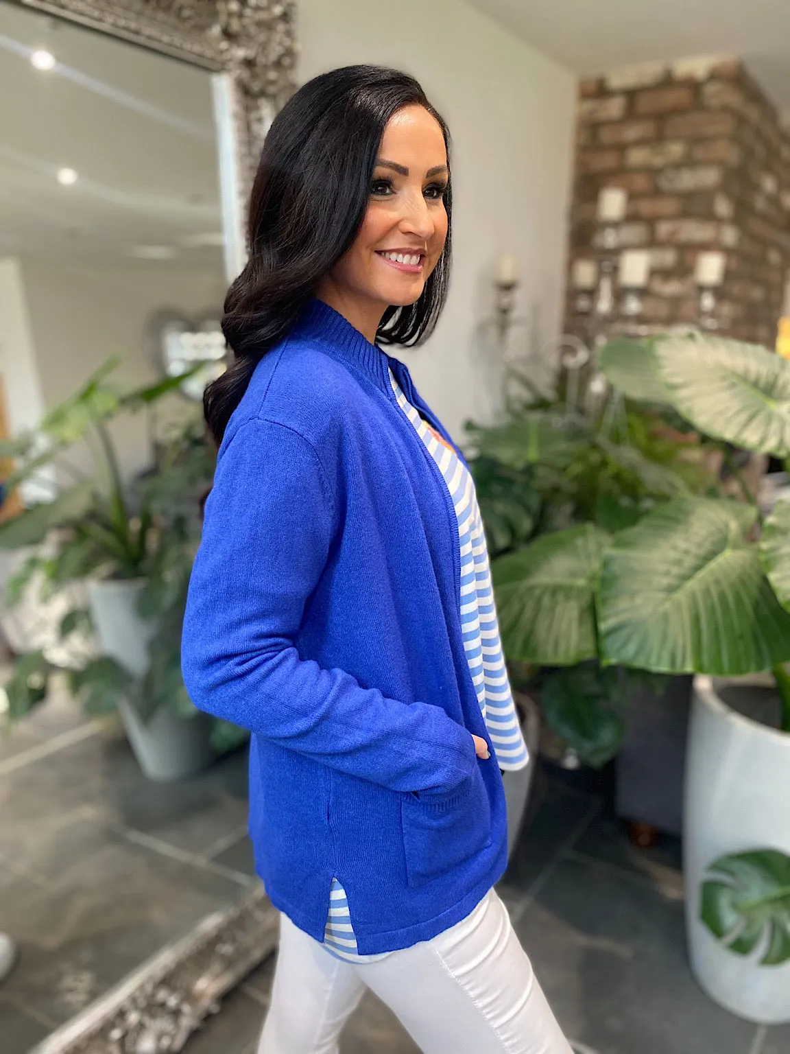 Royal Blue Zip Detail Knit Jacket Zara