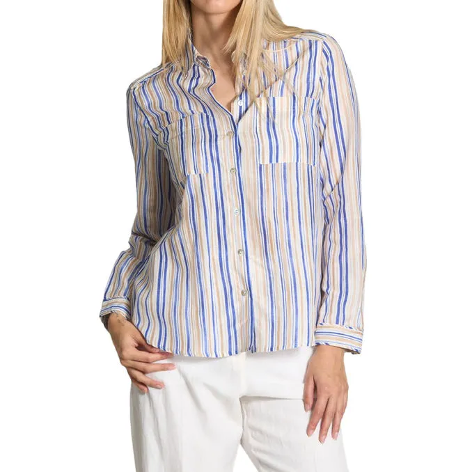 SHIRT AGAPE Woman Stripe Blue White 