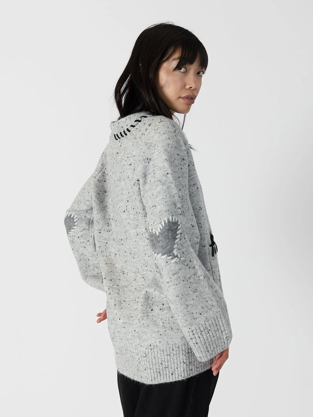 Shyla Cardigan - Light Grey Fleck