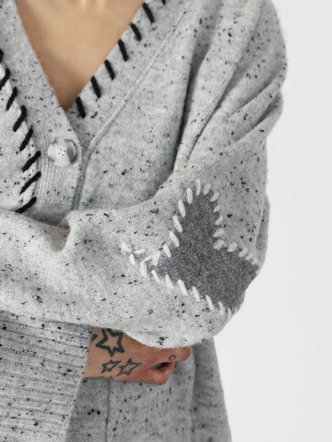 Shyla Cardigan - Light Grey Fleck