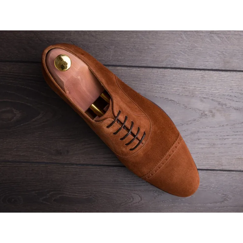 Skolyx brogued cap toe oxford polo suede