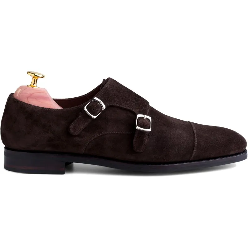 Skolyx dark brown suede double monk