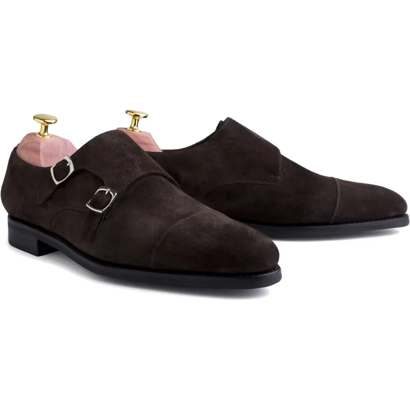 Skolyx dark brown suede double monk