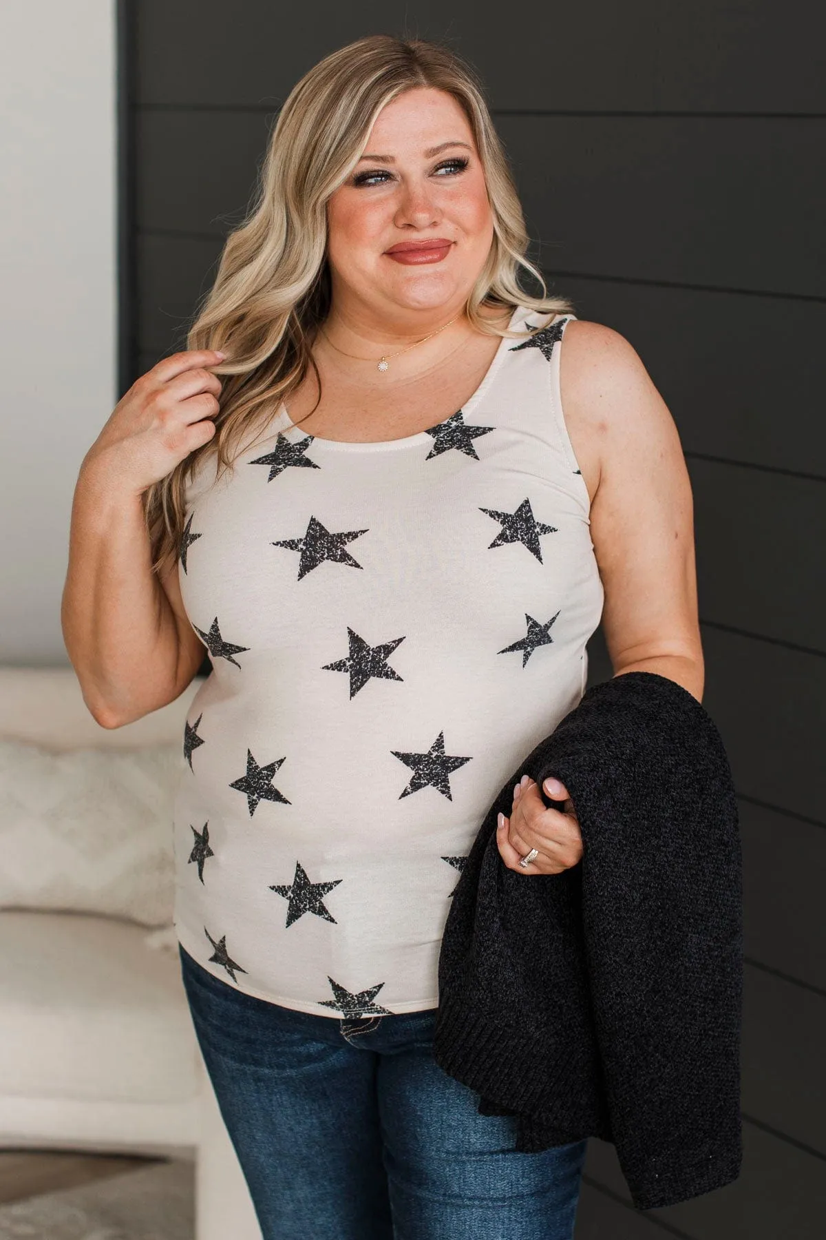 Sleep Under The Stars Tank Top- Natural & Black