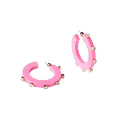 Smith & Co. Jewel Design City Girl Large Jewel Hoop- Hot Pink