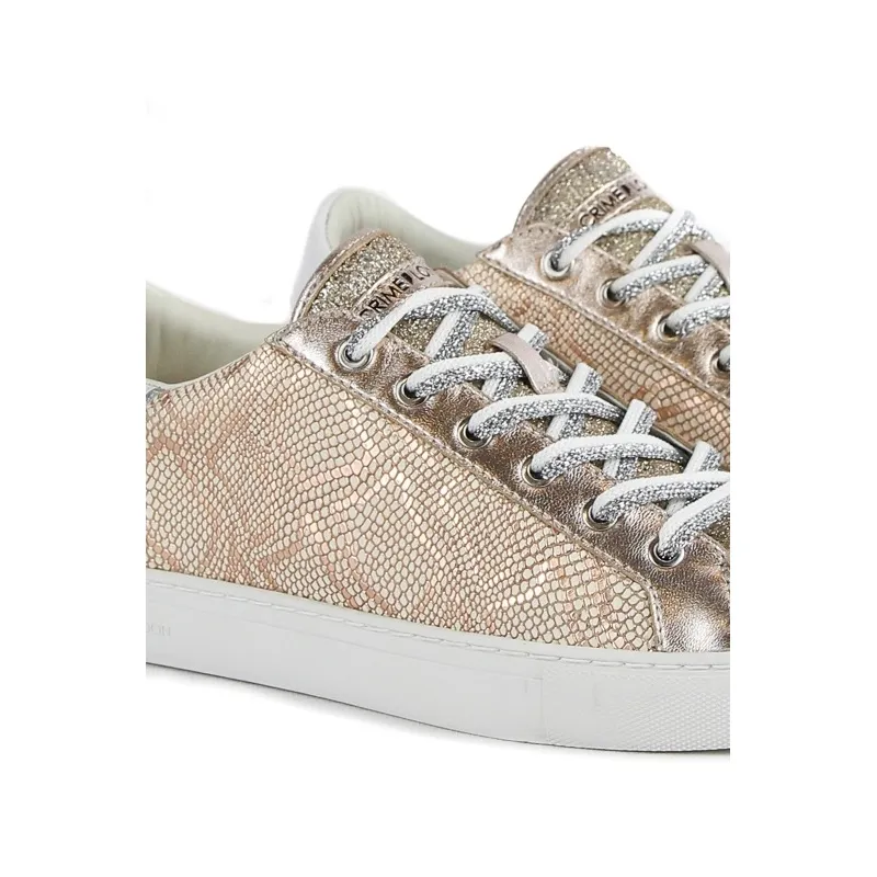 SNEAKER IN PELLE STAMPA RETTILE DETTAGLI LAMINATI, GOLD