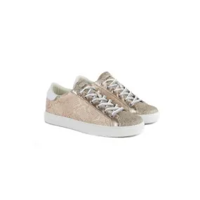 SNEAKER IN PELLE STAMPA RETTILE DETTAGLI LAMINATI, GOLD